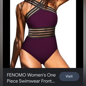 FENOMO Women's One Piece Swimwear Front Crossover Hollow Bathing Suits Monokinis